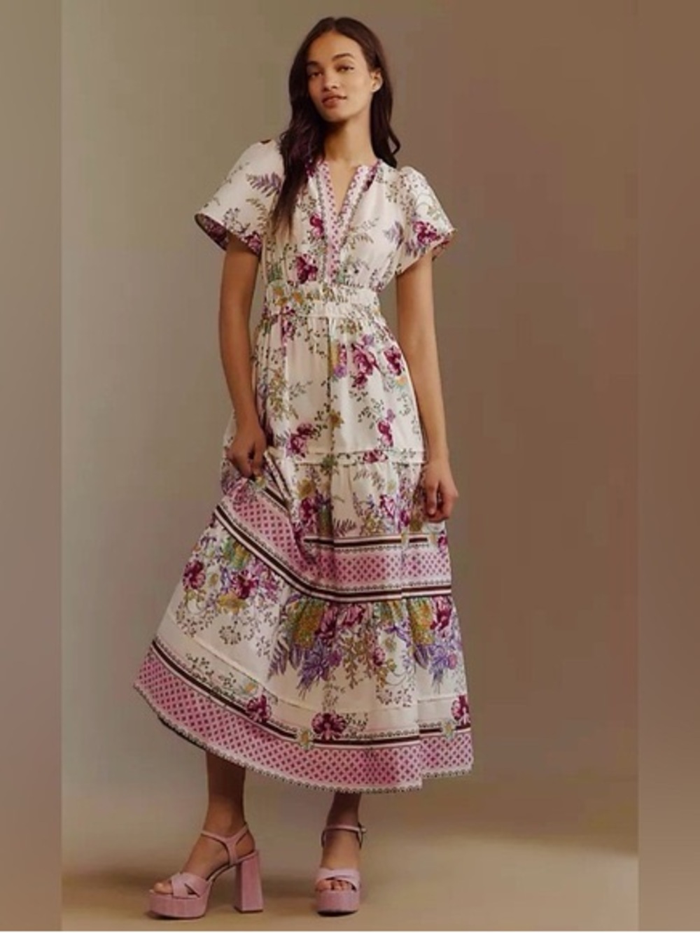 Anthropologie Somerset Maxi Dress Purple Floral Print Women's Size XS - Picture 1 of 8